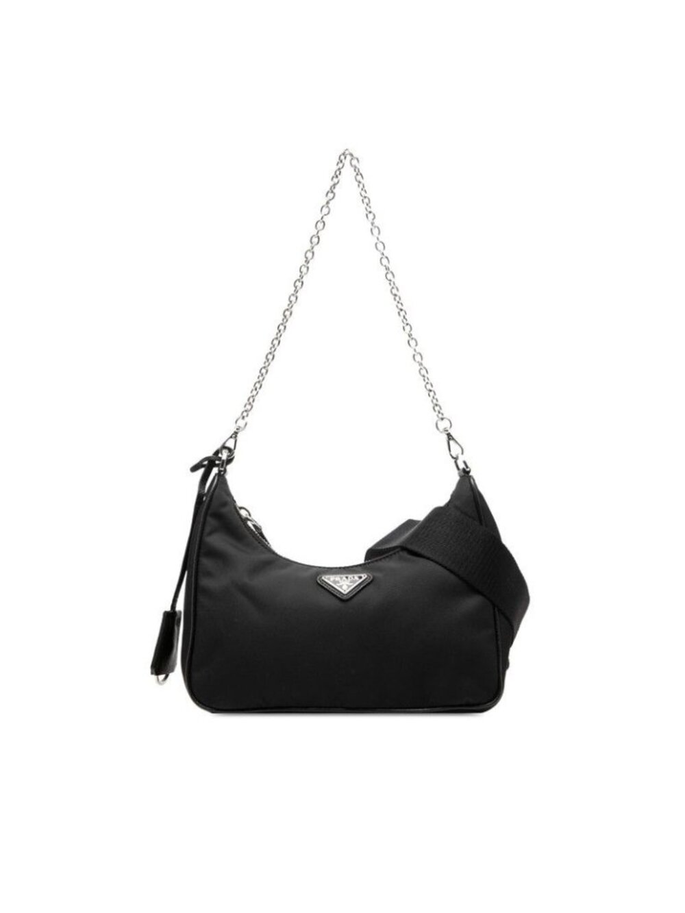 Prada Re Edition Chain 2-Way Shoulder Bag Black Nylon Leather - Picture 1 of 6